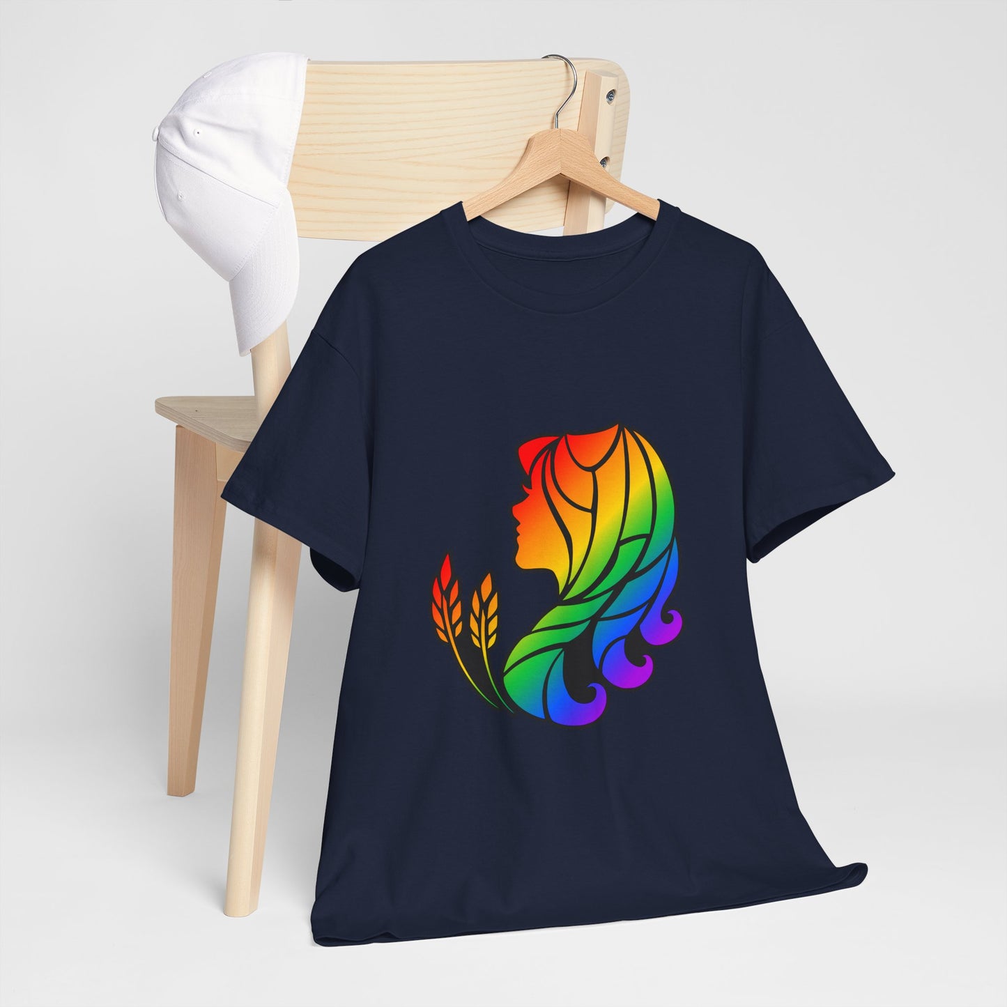 Virgo Zodiac Heavy Cotton Tee | Unisex Astrology Shirt, Classic Rainbow, Image Only