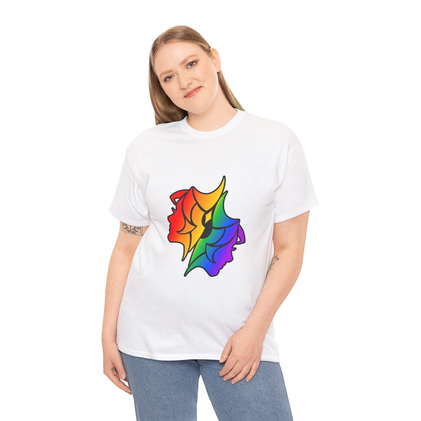 Gemini Zodiac Heavy Cotton Tee | Unisex Astrology Shirt, Classic Rainbow, Image Only