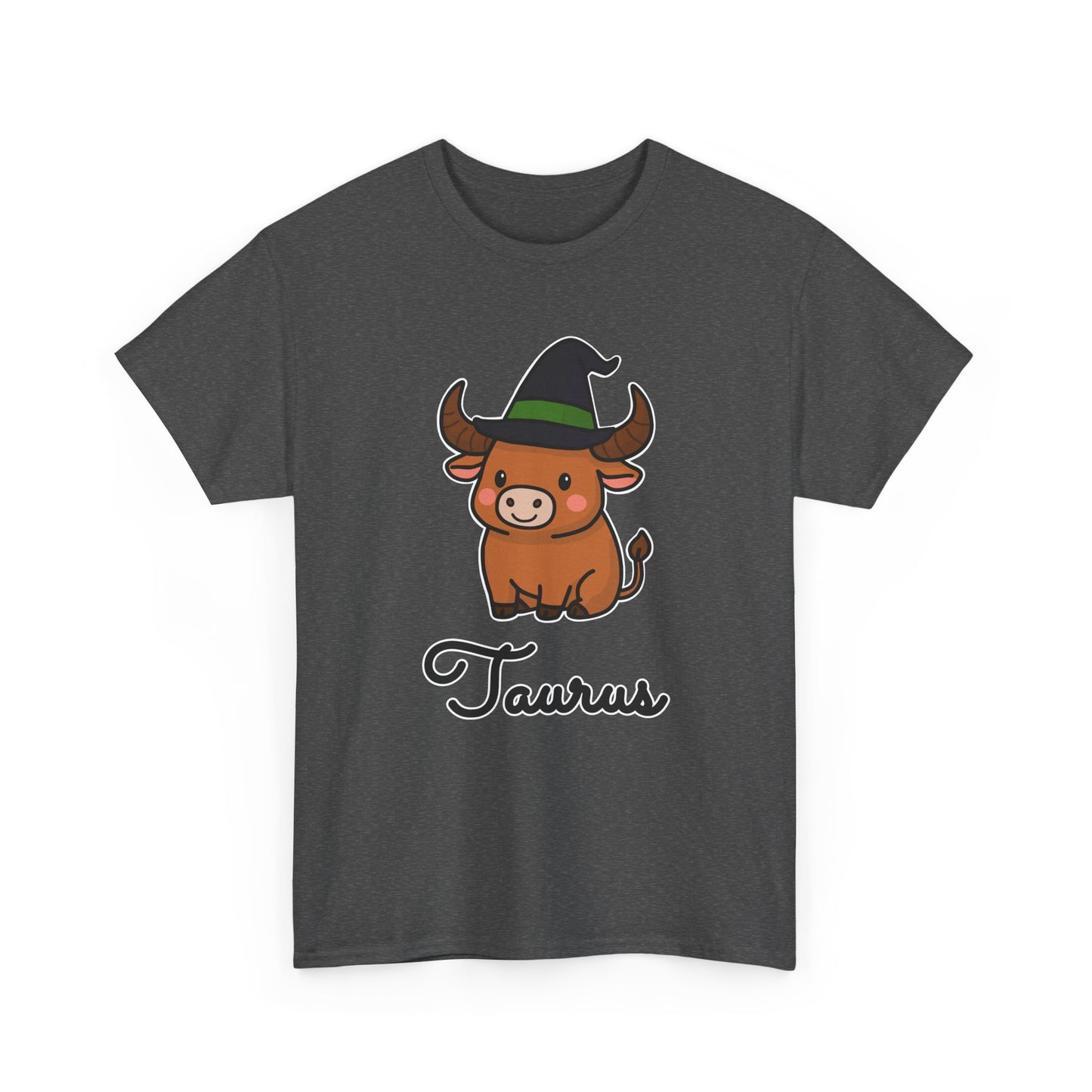 Taurus Astrology T-Shirt – Cute Cartoon Bull in Witch Hat Zodiac Graphic Tee