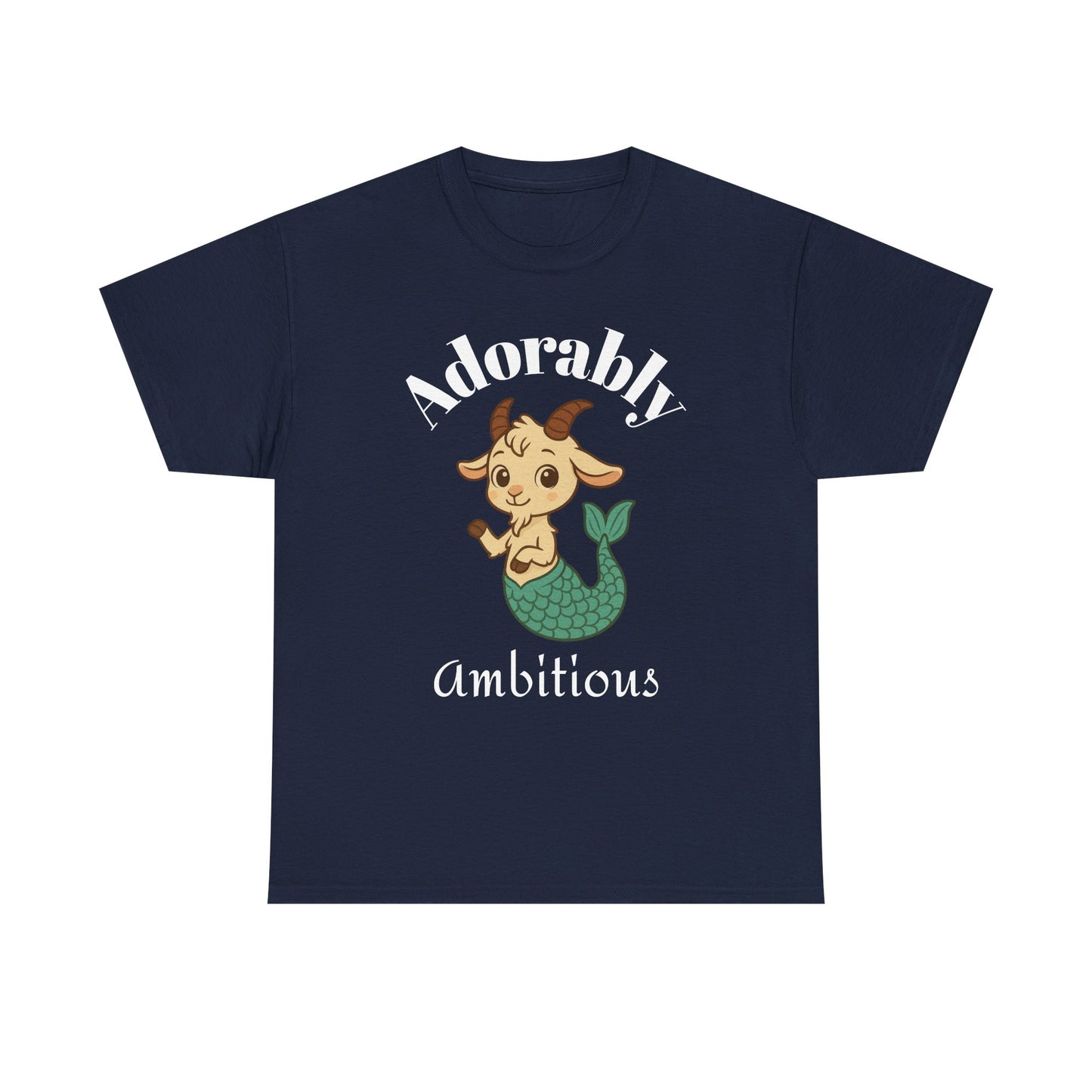 Adorably Ambitious - Adorable Capricorn Zodiac T-Shirt | Astrology Graphic Tee with Cartoon Sea Goat