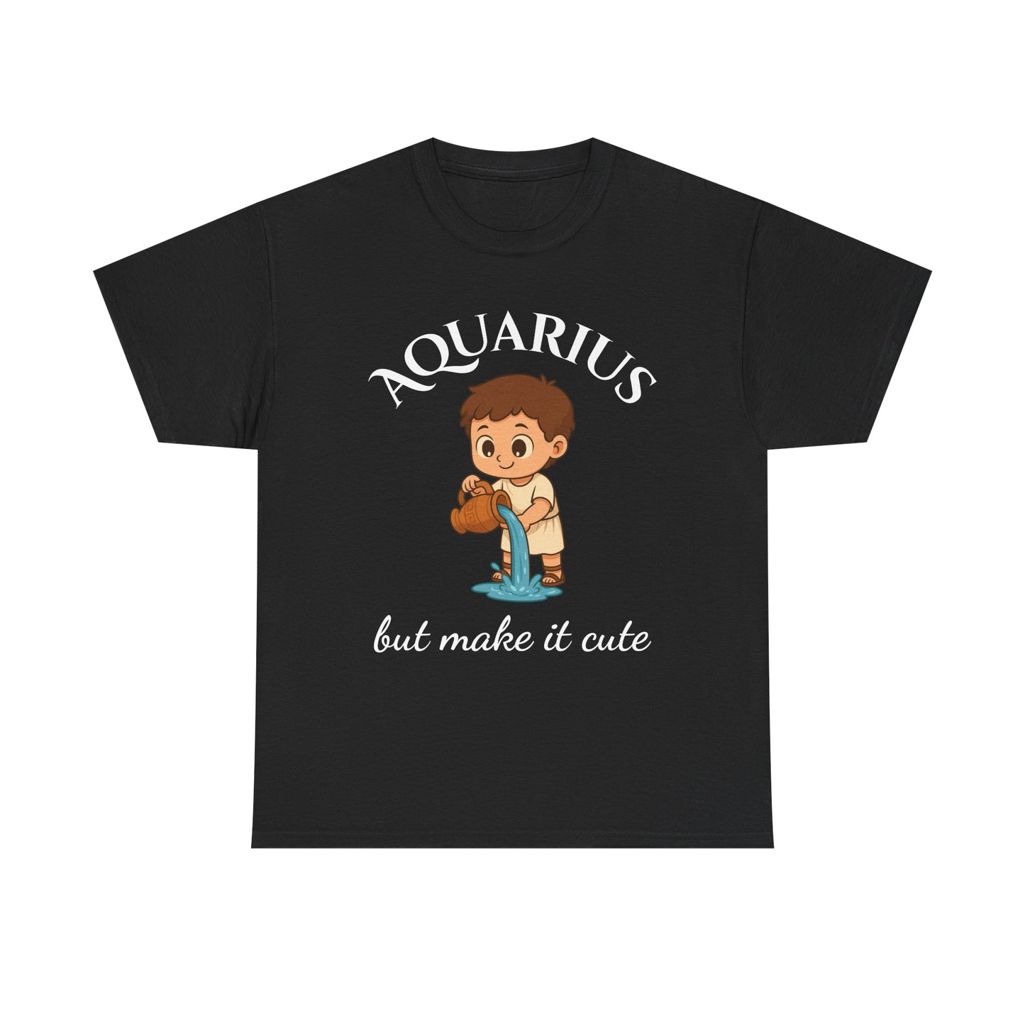 Aquarius But Make It Cute - Adorable Zodiac T-Shirt | Astrology Graphic Tee with Cartoon Water Bearer