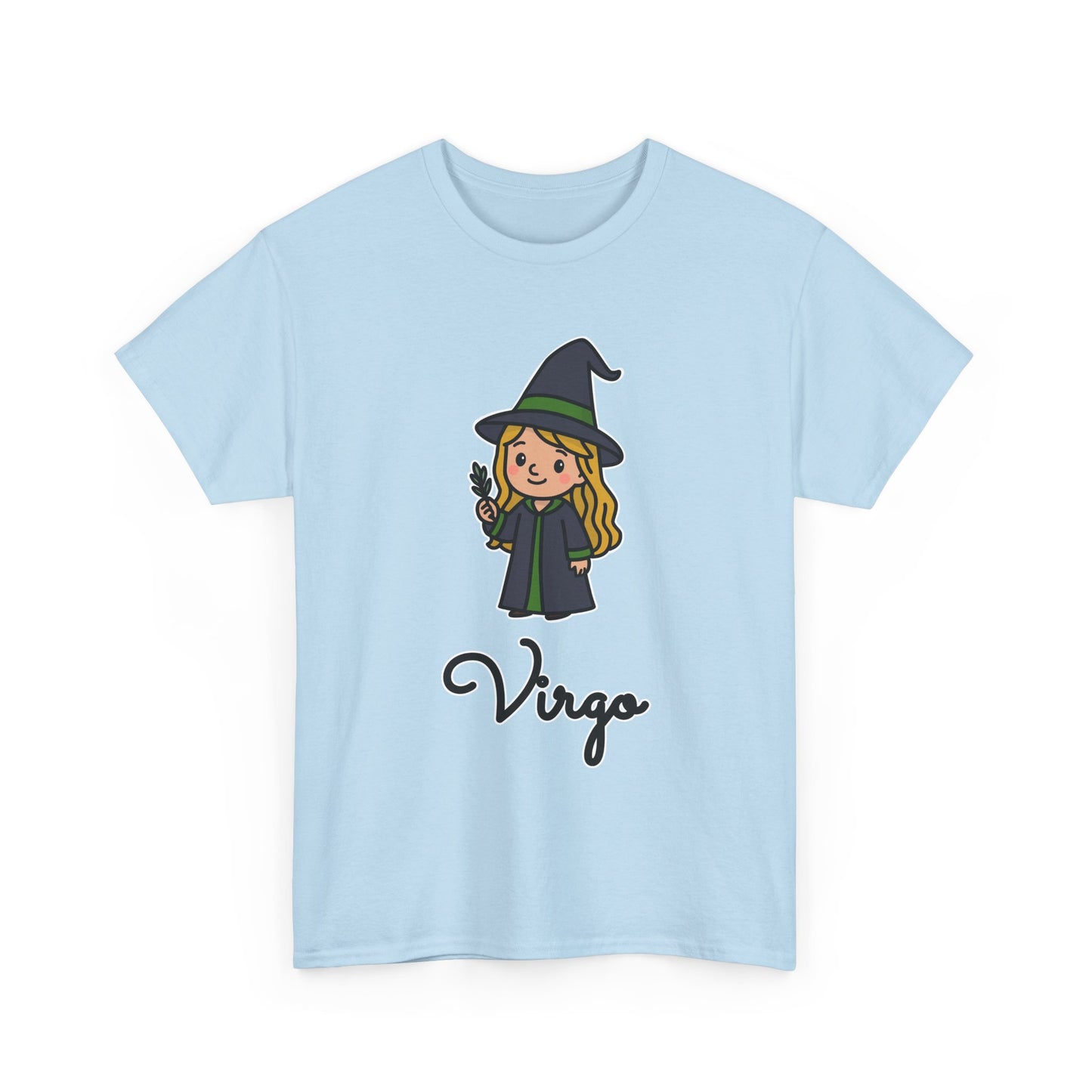 Virgo Astrology T-Shirt – Cute Cartoon Young Girl in Witch Hat Zodiac Graphic Tee