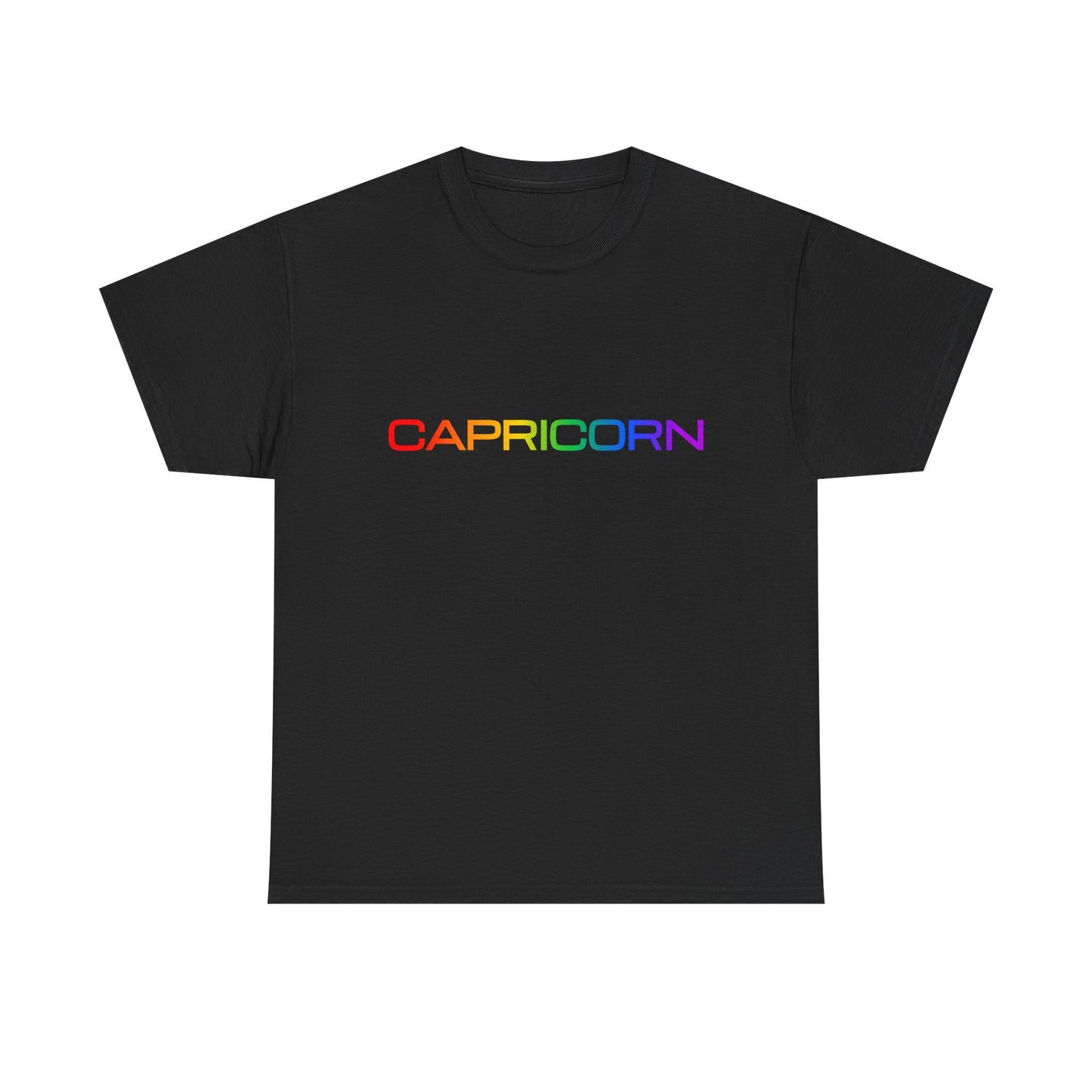 Capricorn Zodiac Heavy Cotton Tee | Unisex Astrology Shirt, Classic Rainbow, Text Only